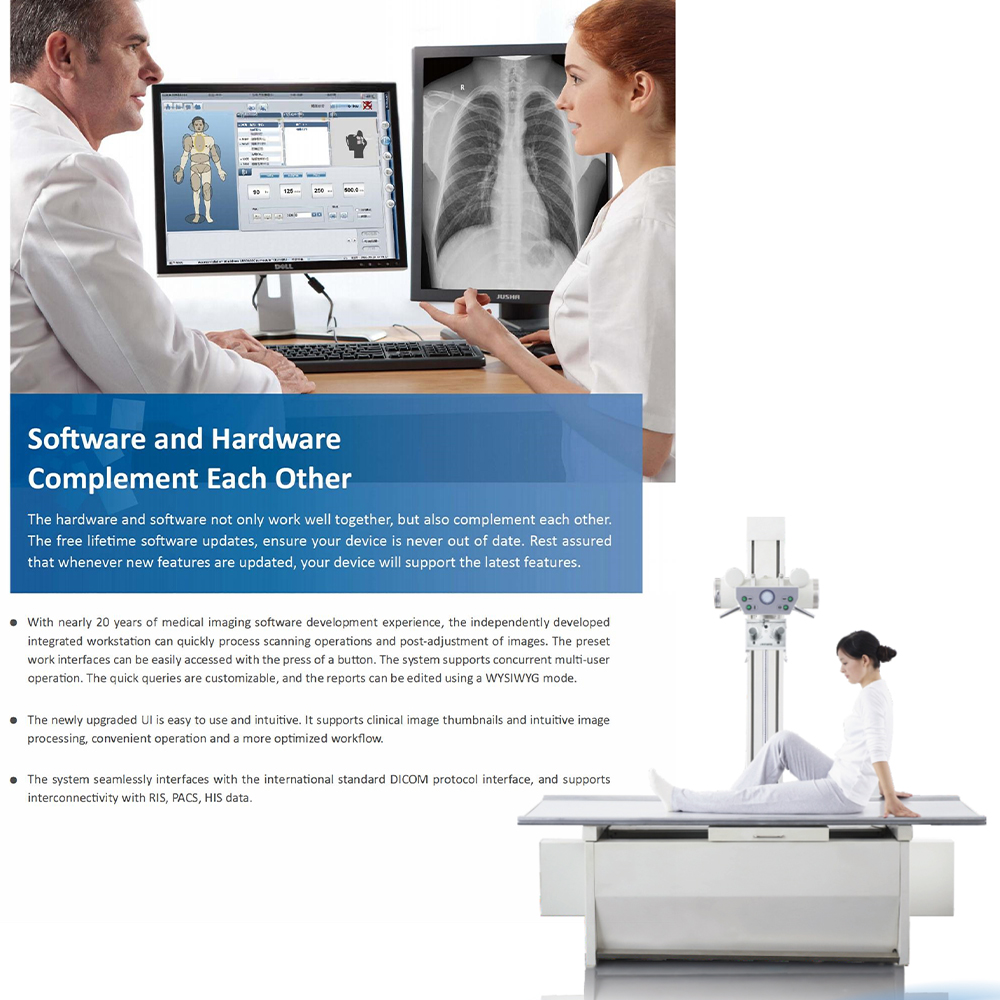Electricity-Powered Metal X-Ray Machine for Medical Diagnostic Radiography Floor-Mounted Digital Radiography X Ray Machine