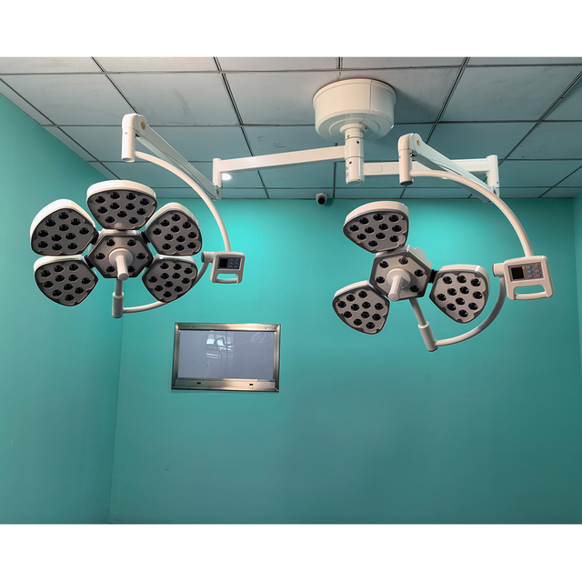 Electric Medical Petal LED Operating Lamp Surgical Double Dome Theatre Operating Light Ceiling Mounted Metal Source