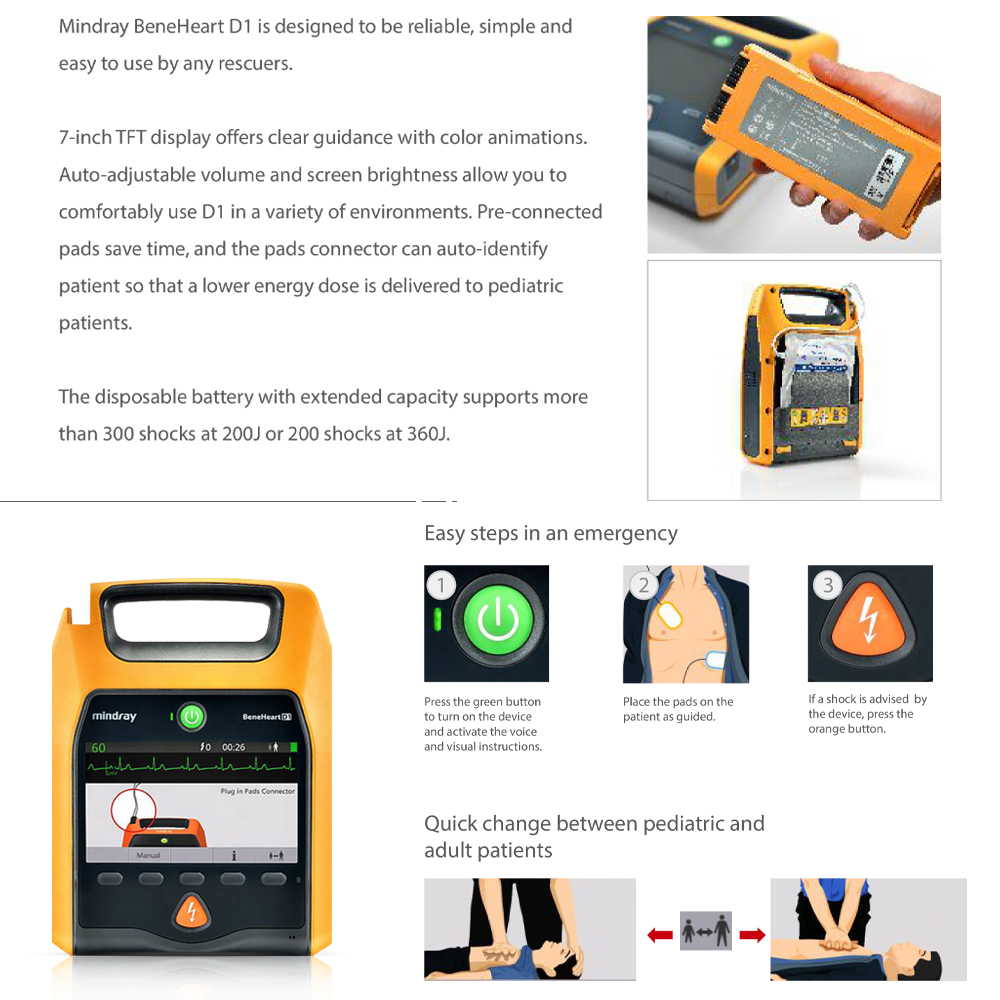 First-Aid Medical Defibrillator Monitor Electric Power Source Defibrillation Monitoring Device