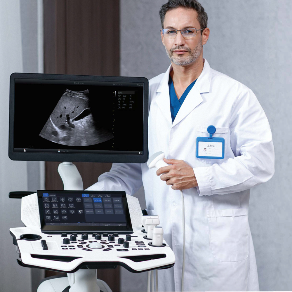 Hot Sale Medical High Resolution 3D/4D 19 Inch LCD Monitor Color Doppler Ultrasound Diagnostic System