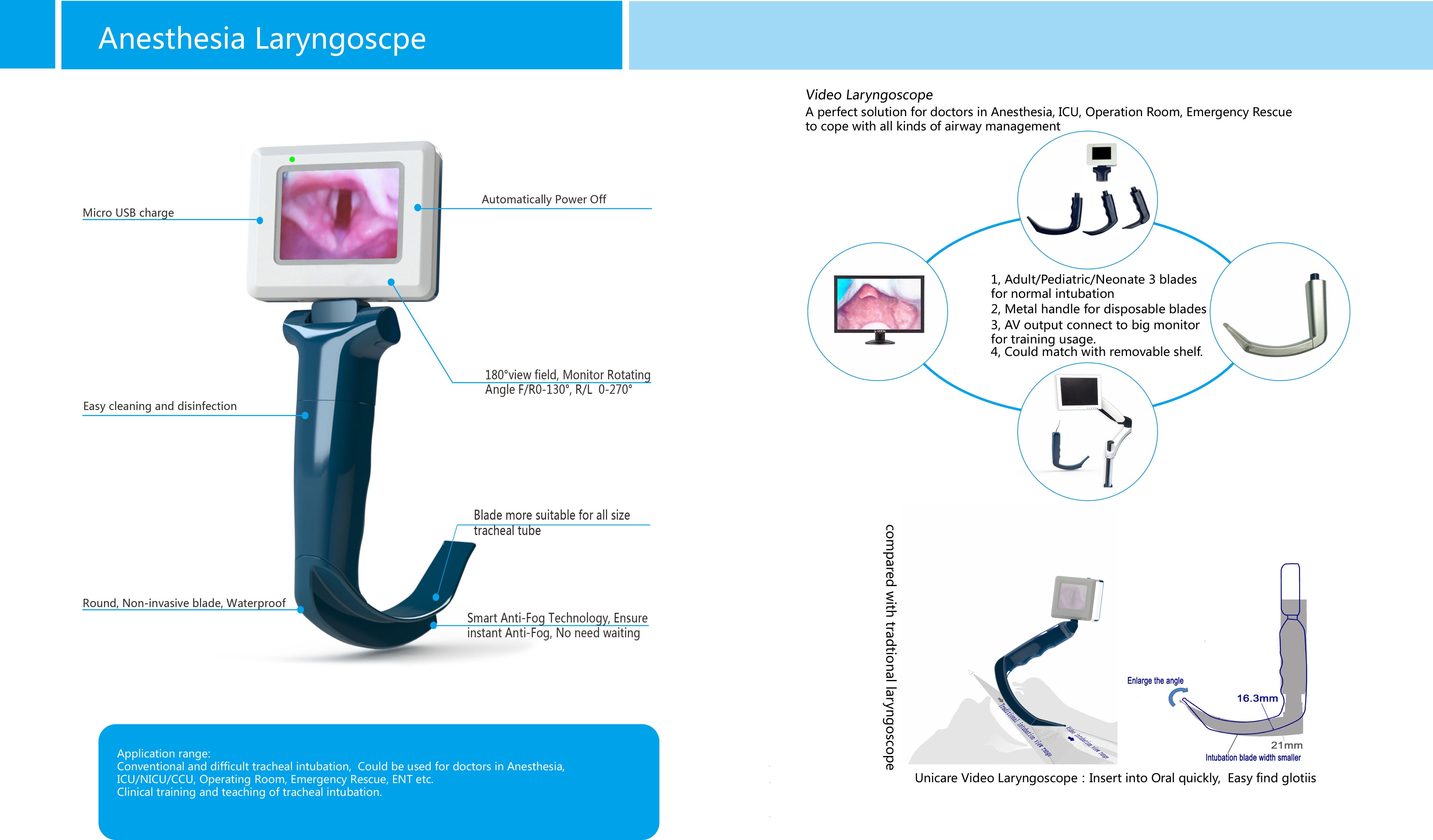 CE High Quality Surgical Battery-Powered Stainless Steel Reusable Anesthesia Fiber Optic Laryngoscope