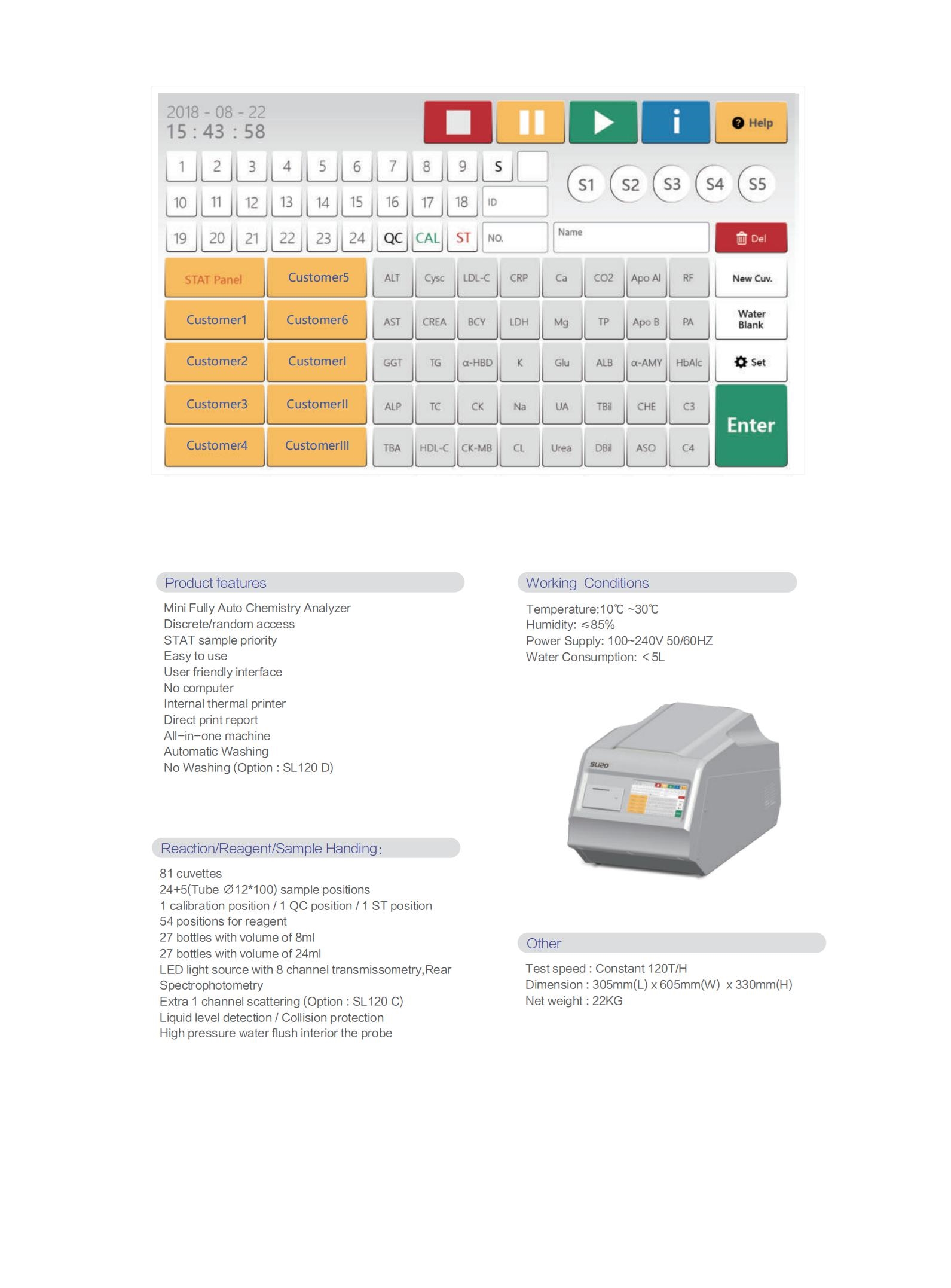 Semi-auto clinical blood biochemistry analyzer Clinical Analytical Instruments