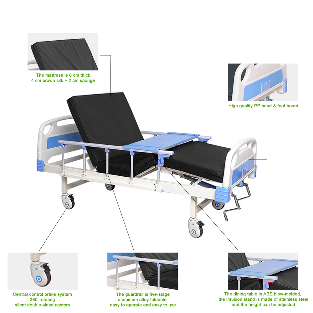 Health Care Products Manual Nursing Home Hospital Bed Steel Aluminum Alloy for Patient Care Nursing Bed Hospital Bed